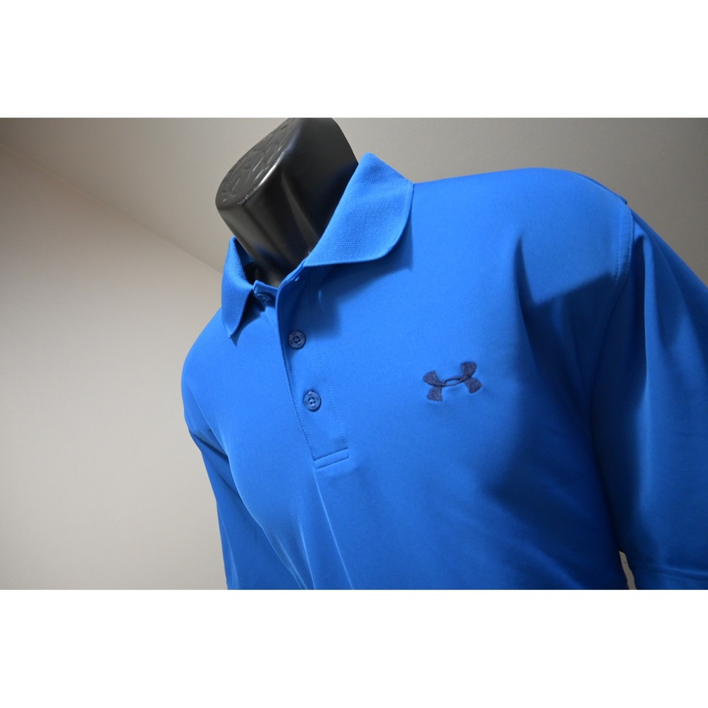 Under Armour Golf‎ Polo Shirt Mens Large Blue Excellent HeatGear Loose Athletic